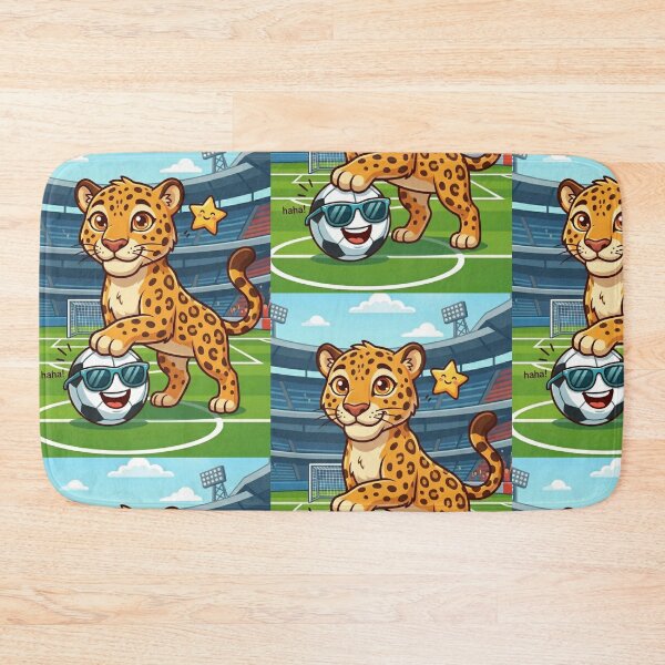 Item preview, ​Cute Jaguar Soccer Mascot with Funny Cool Football designed and sold by NadinGerasi.