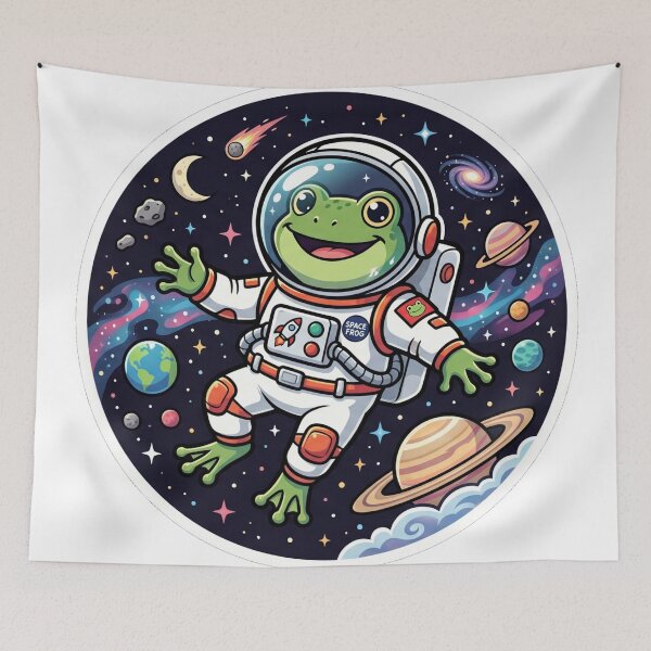 Item preview, Space Frog Astronaut – Cute Cosmic Frog Floating Among Stars & Planets designed and sold by ArtsyExplorer.