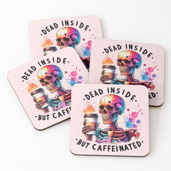Item preview, Dead Inside But Caffeinated - Funny Skeleton Coffee Lover designed and sold by Testarossi Designs.