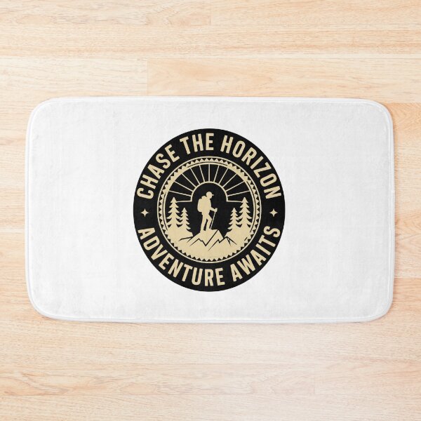 Item preview, Chase the horizon adventure awaits hiker badge outdoor print designed and sold by icemanphotos.