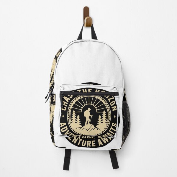 Item preview, Chase the horizon adventure awaits hiker badge outdoor print designed and sold by icemanphotos.