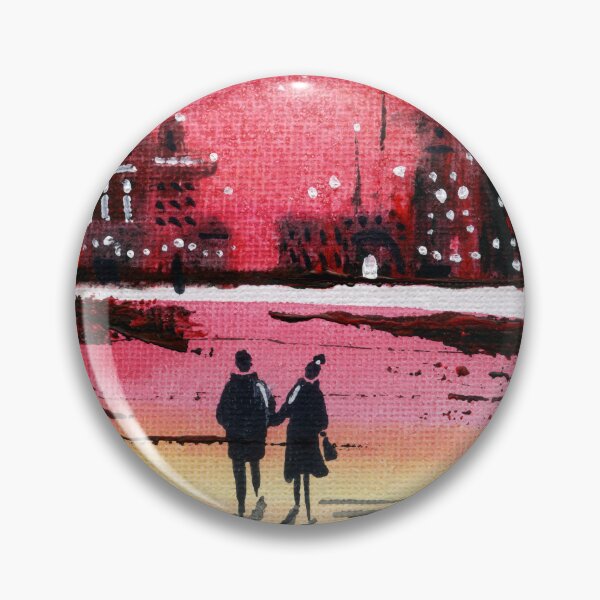 Item preview, Evening Stroll - Red Sunset Romantic Watercolour Cityscape designed and sold by Cass Harker Studio.