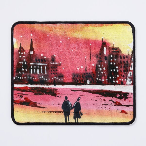 Item preview, Evening Stroll - Red Sunset Romantic Watercolour Cityscape designed and sold by Cass Harker Studio.