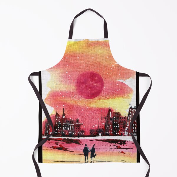 Item preview, Evening Stroll - Red Sunset Romantic Watercolour Cityscape designed and sold by Cass Harker Studio.