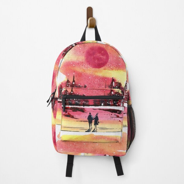 Item preview, Evening Stroll - Red Sunset Romantic Watercolour Cityscape designed and sold by Cass Harker Studio.