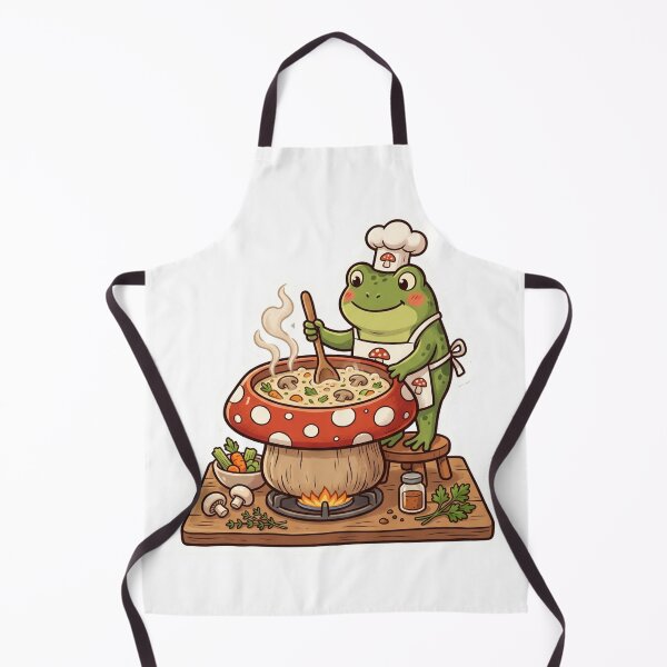 Item preview, Cute Frog Chef Cooking Soup – Whimsical Mushroom Pot Cartoon Art designed and sold by ArtsyExplorer.