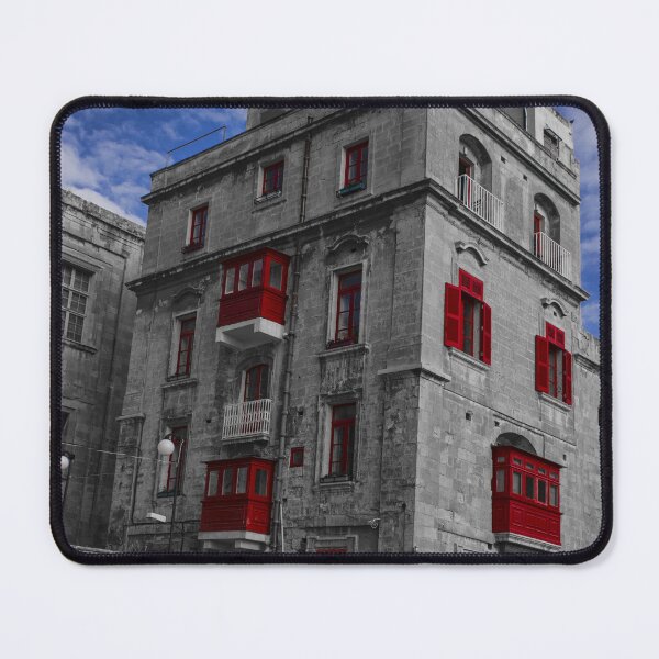 Item preview, Historic Stone Building With Red Balconies And Dramatic Blue Sky Architecture Urban Facade designed and sold by Nmallia.