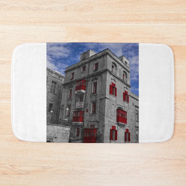Item preview, Historic Stone Building With Red Balconies And Dramatic Blue Sky Architecture Urban Facade designed and sold by Nmallia.