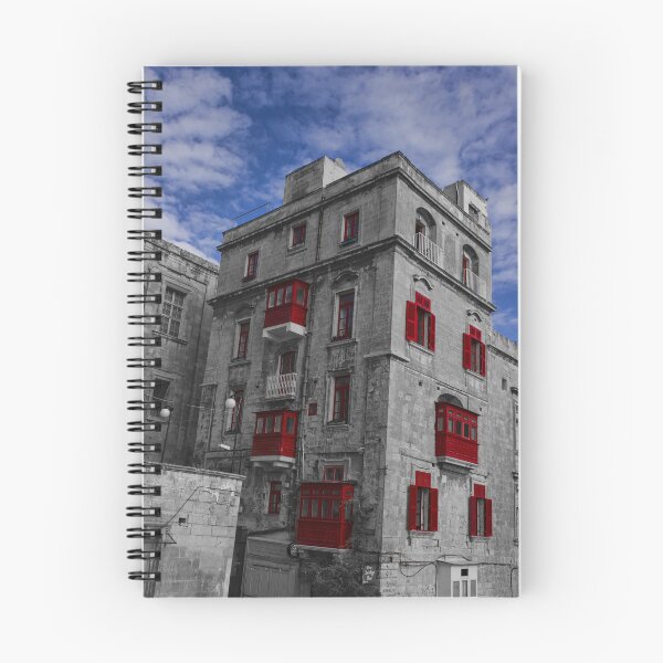 Item preview, Historic Stone Building With Red Balconies And Dramatic Blue Sky Architecture Urban Facade designed and sold by Nmallia.