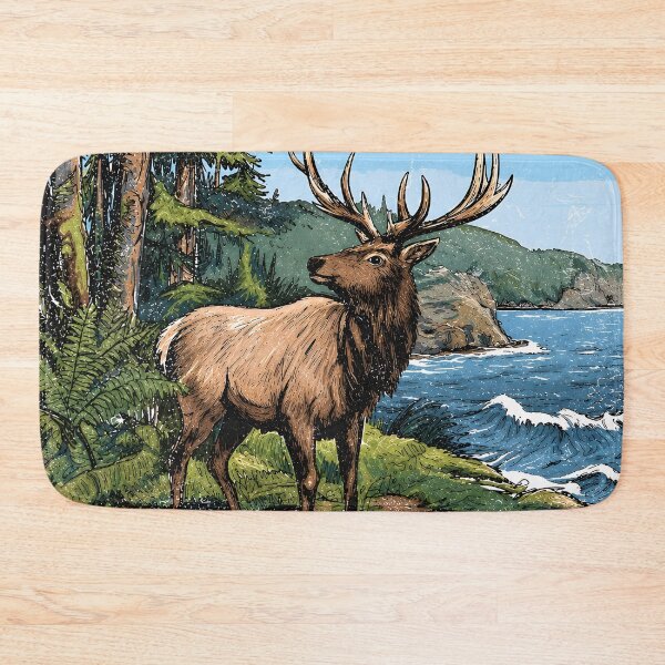 Item preview, Olympic National Park Colorful Landscape Cute Elk designed and sold by HowToCanadian.