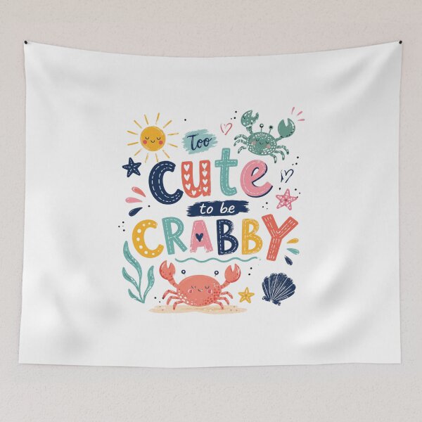 Item preview, Too Cute To Be Crabby Funny Crab Beach Pun designed and sold by VintageSocArt.