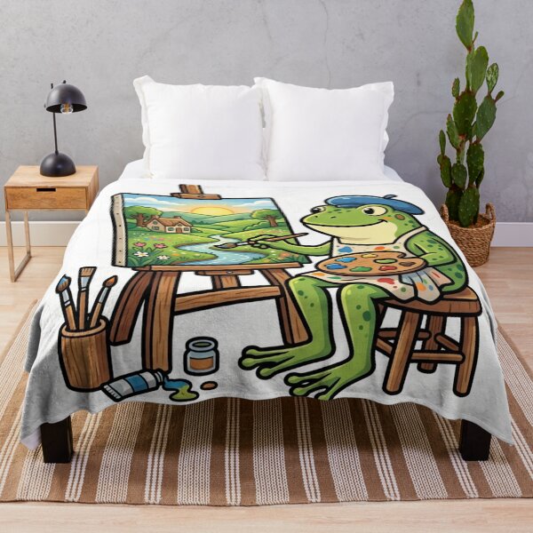 Item preview, Artistic Frog Painting Landscape – Creative Cartoon Frog Aesthetic Art designed and sold by ArtsyExplorer.