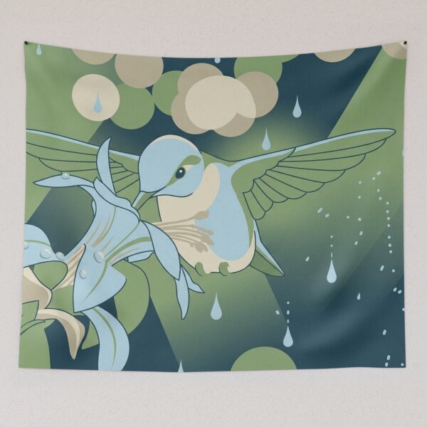 Item preview, Raindrop Serenade: Hummingbird in the Mist designed and sold by BLUESKY11a.