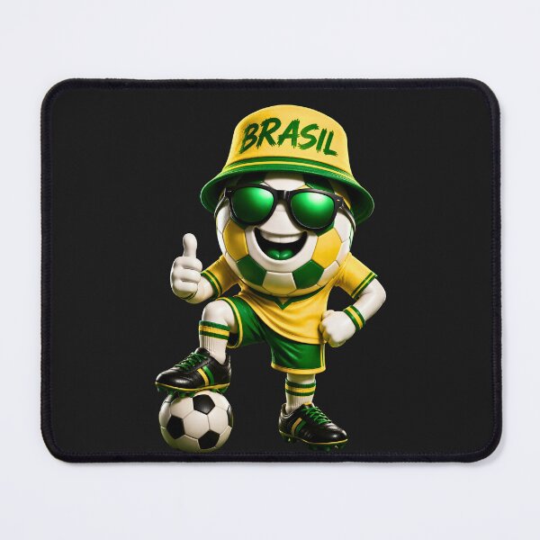 Item preview, Brazil Soccer Mascot Funny Football Cartoon Graphic designed and sold by ArtSpark Studio.