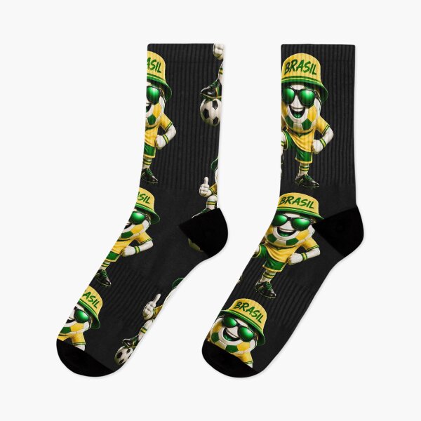 Item preview, Brazil Soccer Mascot Funny Football Cartoon Graphic designed and sold by ArtSpark Studio.