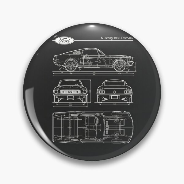 Item preview, 1968 Mustang Fastback Blueprint Vintage Classic Car Outline designed and sold by Motorline44.