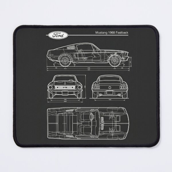 Item preview, 1968 Mustang Fastback Blueprint Vintage Classic Car Outline designed and sold by Motorline44.