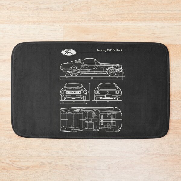Item preview, 1968 Mustang Fastback Blueprint Vintage Classic Car Outline designed and sold by Motorline44.