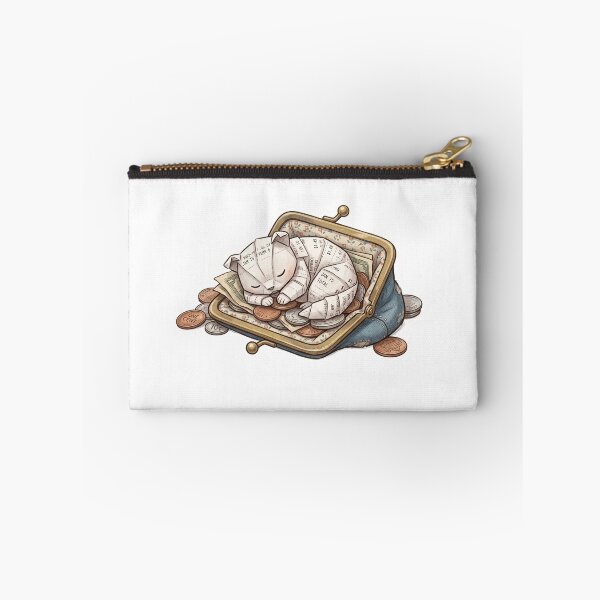 Item preview, “Broke but Cozy Cat – Cute Receipt Kitty in Coin Purse Aesthetic” designed and sold by CuteRage.