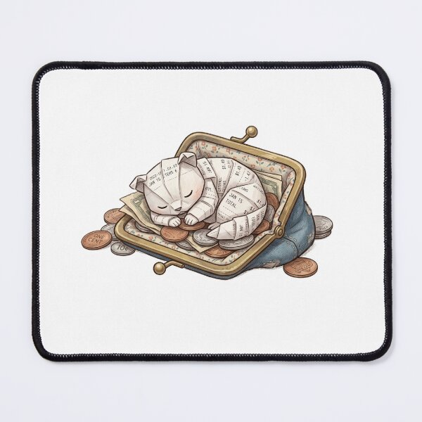 Item preview, “Broke but Cozy Cat – Cute Receipt Kitty in Coin Purse Aesthetic” designed and sold by CuteRage.