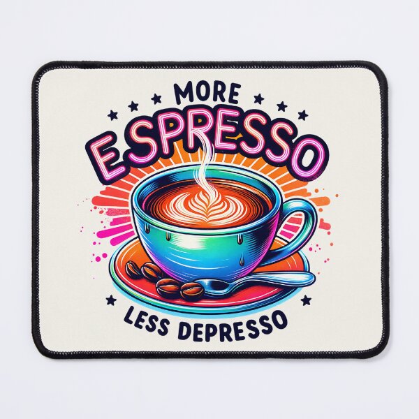 Item preview, More Espresso Less Depresso - Funny Colorful Coffee Latte Art designed and sold by Testarossi Designs.