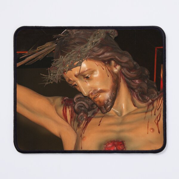 Item preview, Statue Of Jesus On The Cross With Crown Of Thorns And Visible Wounds In Church Display designed and sold by Nmallia.