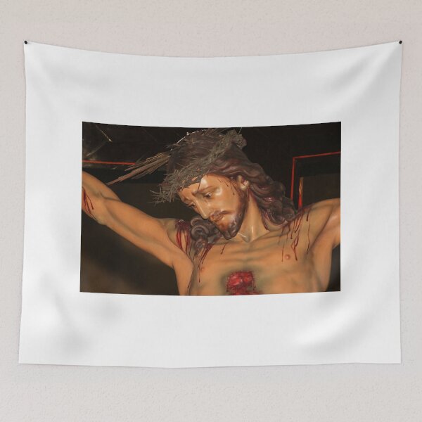 Item preview, Statue Of Jesus On The Cross With Crown Of Thorns And Visible Wounds In Church Display designed and sold by Nmallia.