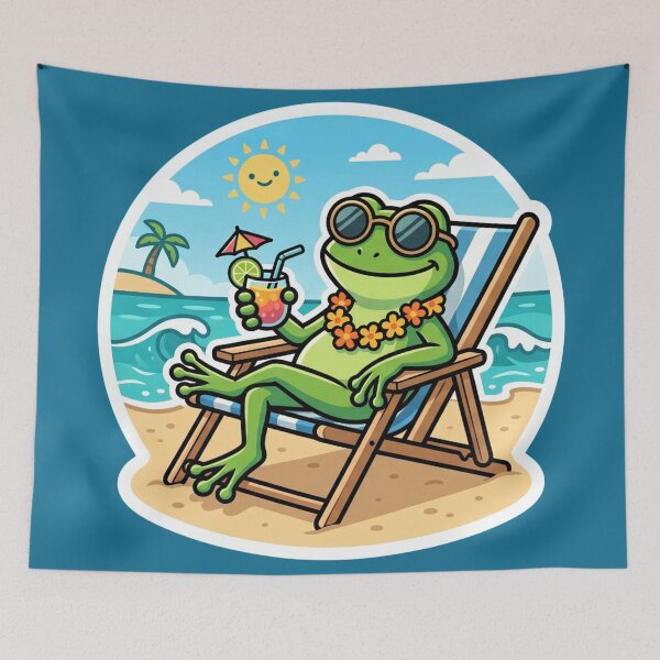 Item preview, Cool Beach Frog Relaxing – Sunglasses Summer Vacation Cartoon Aesthetic designed and sold by ArtsyExplorer.