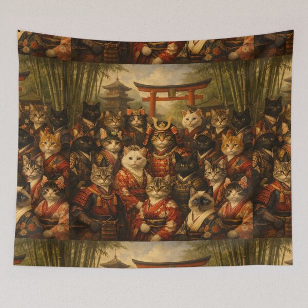 Item preview, Samurai Cats Japanese Fantasy Art designed and sold by Aramdesing.