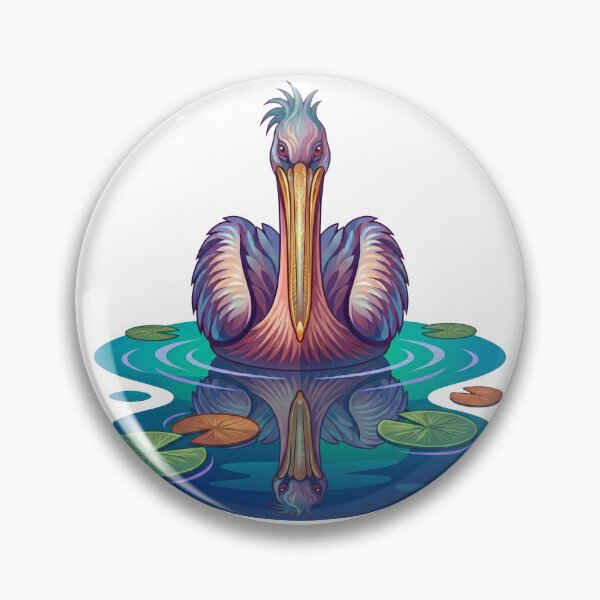 Item preview, Colourful Stylised Pelican Illustration with Water Reflection designed and sold by Lens Light Visuals.