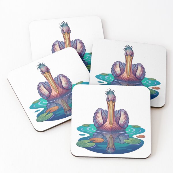 Item preview, Colourful Stylised Pelican Illustration with Water Reflection designed and sold by Lens Light Visuals.