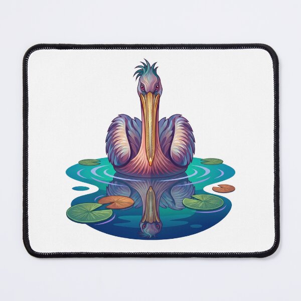 Item preview, Colourful Stylised Pelican Illustration with Water Reflection designed and sold by Lens Light Visuals.