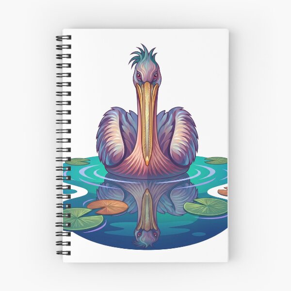 Item preview, Colourful Stylised Pelican Illustration with Water Reflection designed and sold by Lens Light Visuals.