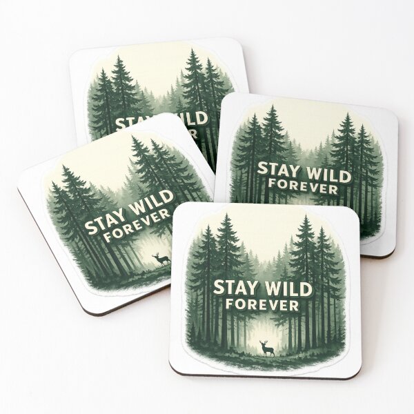 Item preview, Stay Wild Forever Forest Deer Minimal Nature Sticker | Wilderness Adventure T-Shirt Design designed and sold by Kannada Ink Studio.