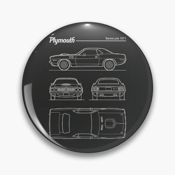 Item preview, 1971 Plymouth Barracuda Blueprint Vintage Muscle Car Outline designed and sold by Motorline44.