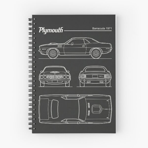 Item preview, 1971 Plymouth Barracuda Blueprint Vintage Muscle Car Outline designed and sold by Motorline44.