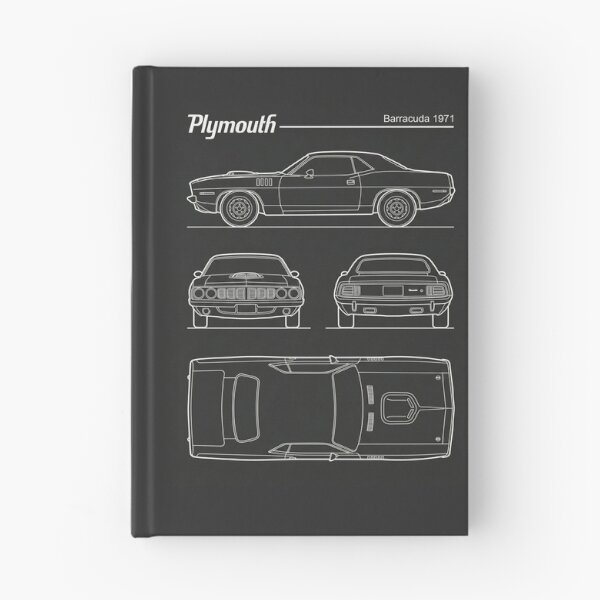 Item preview, 1971 Plymouth Barracuda Blueprint Vintage Muscle Car Outline designed and sold by Motorline44.