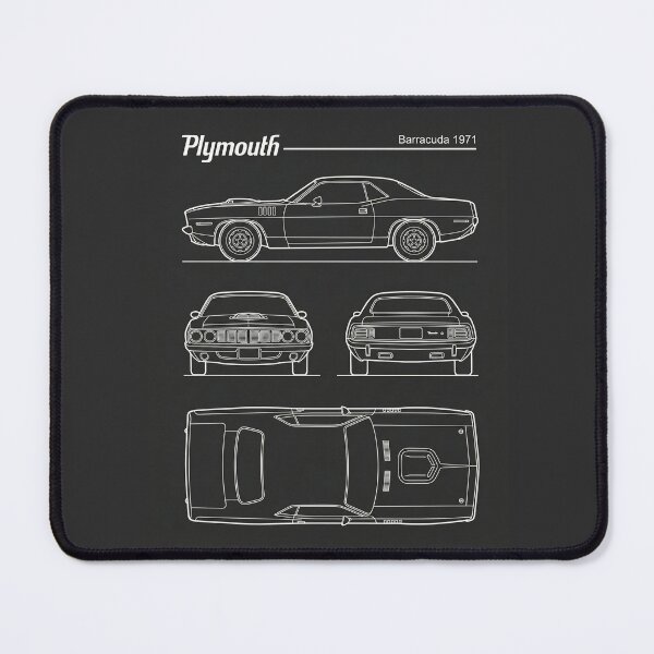 Item preview, 1971 Plymouth Barracuda Blueprint Vintage Muscle Car Outline designed and sold by Motorline44.
