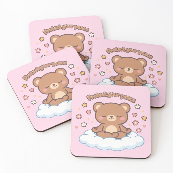 Item preview, Protect Your Peace Bear Sticker | Self Care Aesthetic | Cute Meditating Bear designed and sold by Kutiefy-shop.