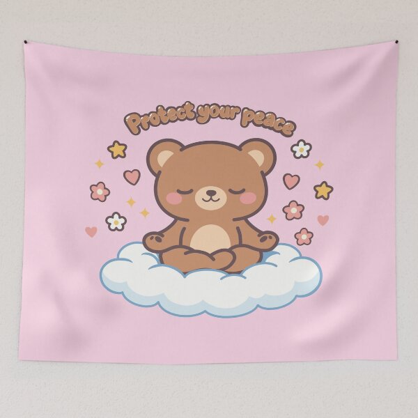 Item preview, Protect Your Peace Bear Sticker | Self Care Aesthetic | Cute Meditating Bear designed and sold by Kutiefy-shop.