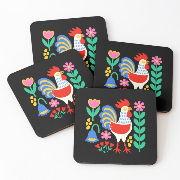 Item preview, Backyard Chicken Scandi Folk Art Rooster designed and sold by AntiqueImages.