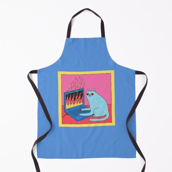Item preview, a cat working on a burning laptop designed and sold by Mike Kiev art.