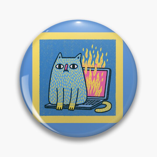 Item preview, a cat sitting on a burning laptop designed and sold by Mike Kiev art.