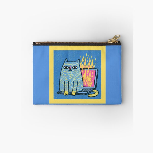 Item preview, a cat sitting on a burning laptop designed and sold by Mike Kiev art.
