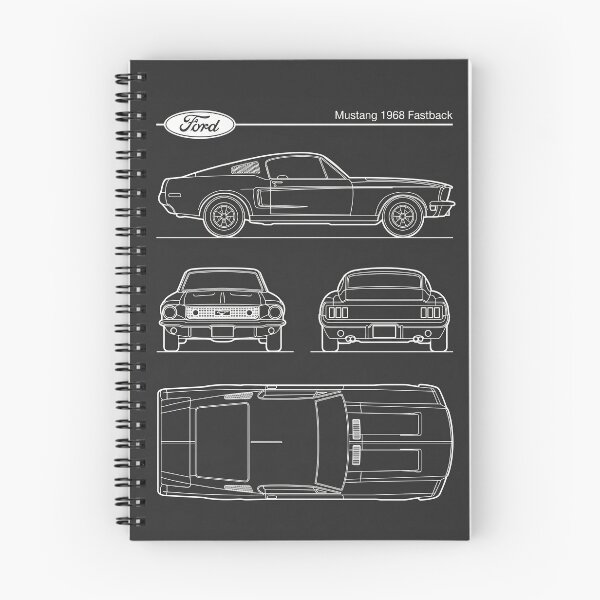 Item preview, 1968 Mustang Fastback Blueprint Minimal Classic Car Outline designed and sold by Motorline44.