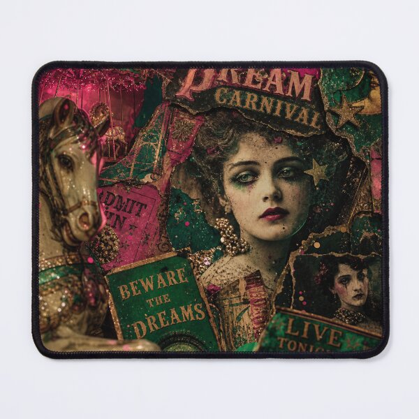Item preview, DREAM CARNIVAL — Mixed‑Media Collage Poster (Neon & Emerald) designed and sold by Jandedan.