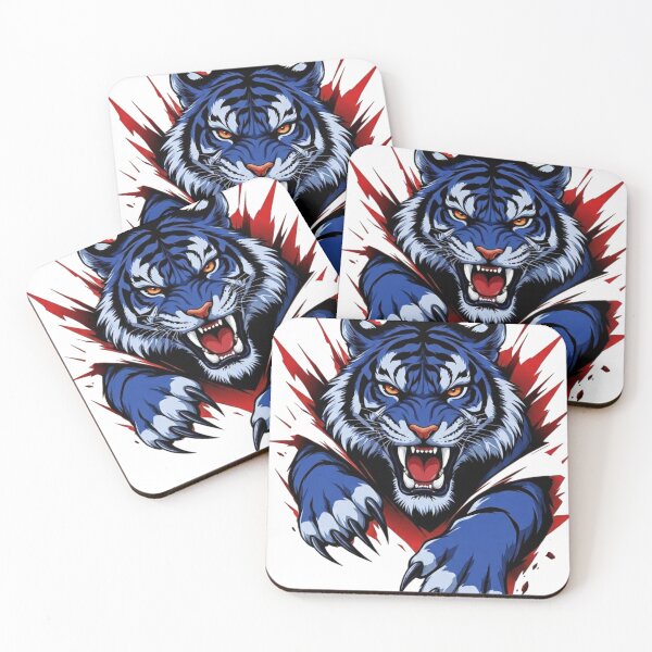 Item preview, Blue Tiger Mascot Roaring Vector Art designed and sold by Golden Threads Studio.