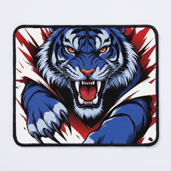 Item preview, Blue Tiger Mascot Roaring Vector Art designed and sold by Golden Threads Studio.