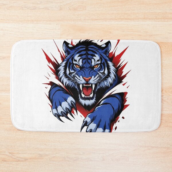 Item preview, Blue Tiger Mascot Roaring Vector Art designed and sold by Golden Threads Studio.
