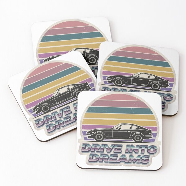 Item preview, MDrive Into Dreams Retro Car Sticker | Synthwave Sunset Vintage Car Aesthetic T-Shirt Design designed and sold by Kannada Ink Studio.